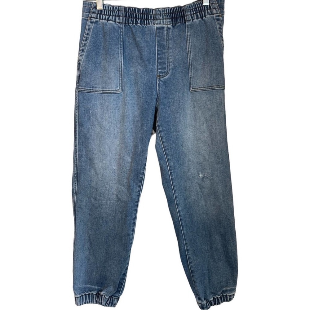 J.Crew Pull On Denim Jogger Jeans Distressed In Horseshoe Wash Size L